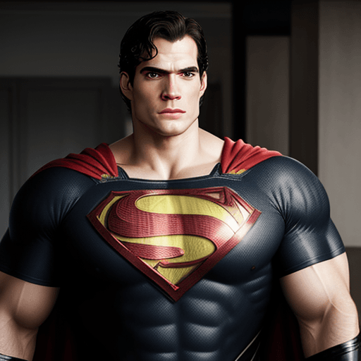 AI generated: henry cavill, fat superman, 3/4, old, grey hair, 