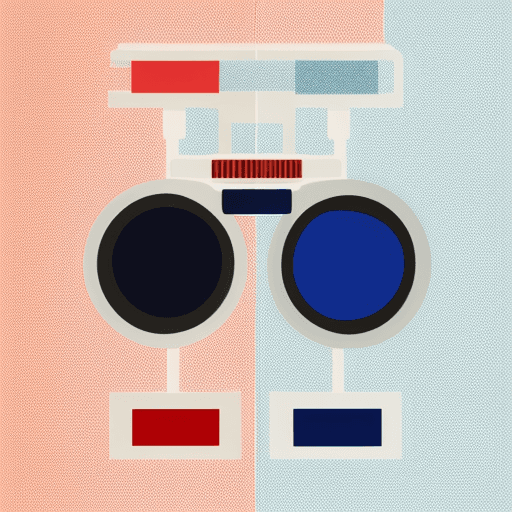 AI generated: A pair of modern binoculars in a flat vector illustration style. The binoculars have a sleek design ...