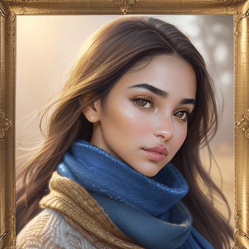 AI generated: A close-up portrait of a young woman with glowing skin and full lips. She should have large, express...