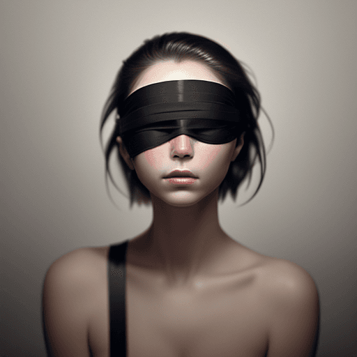 AI generated: a fine art cinematic photography portrait of a women, blindfolded with a brushstroke, face straight ...