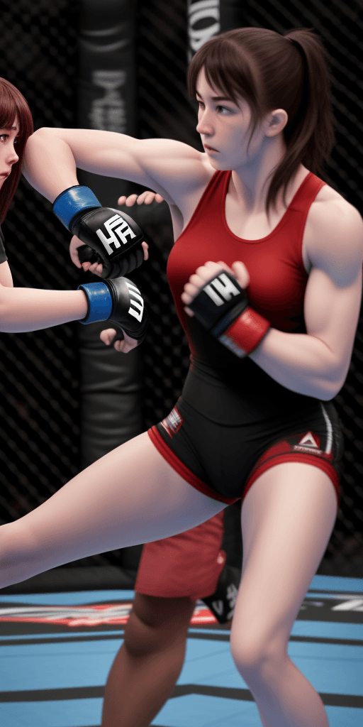 AI generated: Photo of a ultra realistic girl training MMA sport
