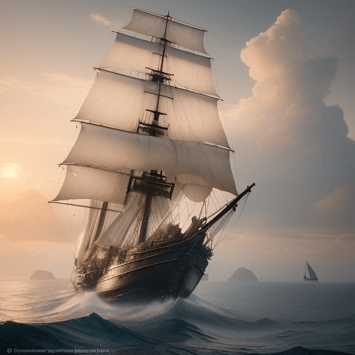 AI generated: Photo of a ultra realistic sailing ship, dramatic light, pale sunrise, cinematic lighting, battered,...
