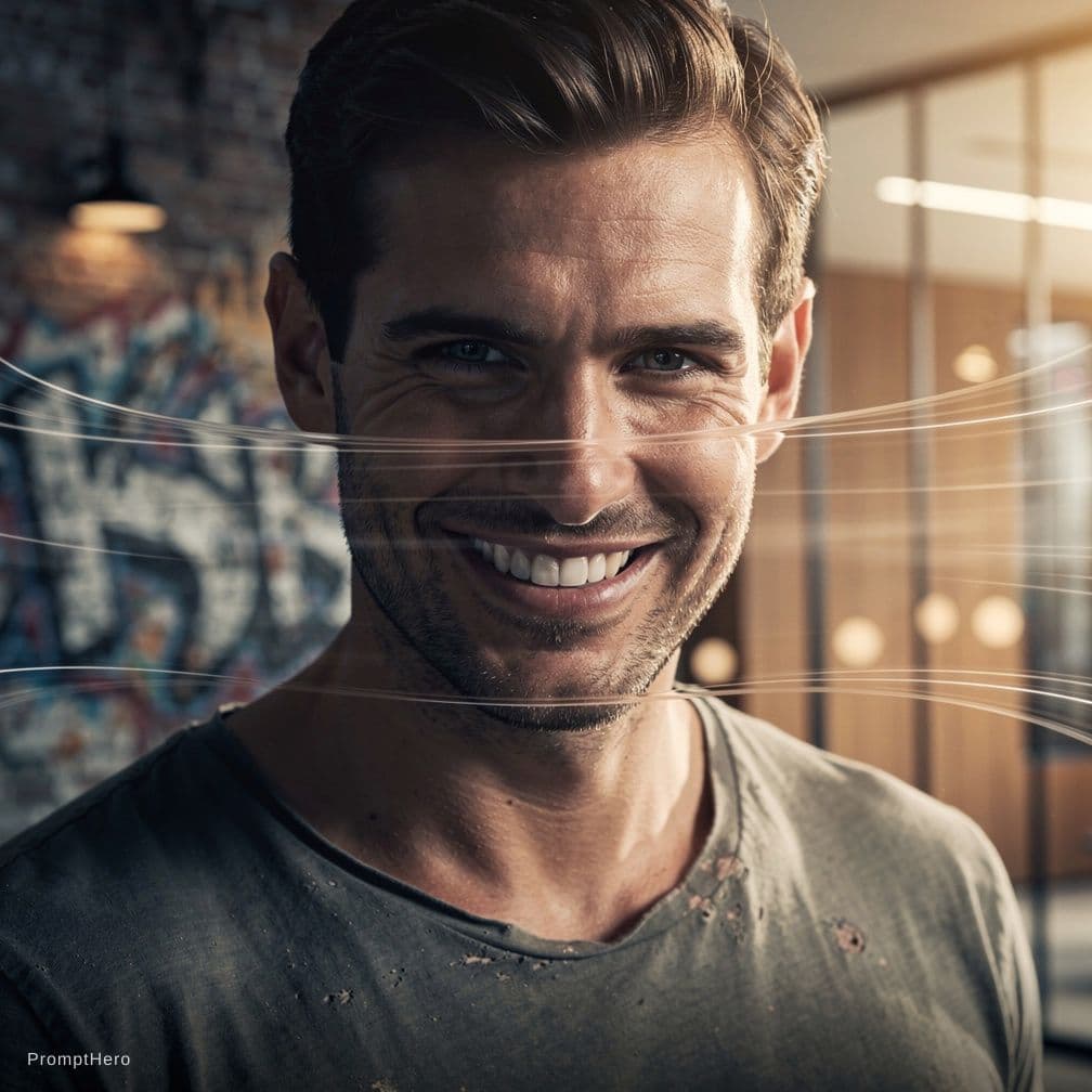 AI generated: A powerful, cinematic 'then and now' transition shot. Starts with a tight, moody close-up of the you...