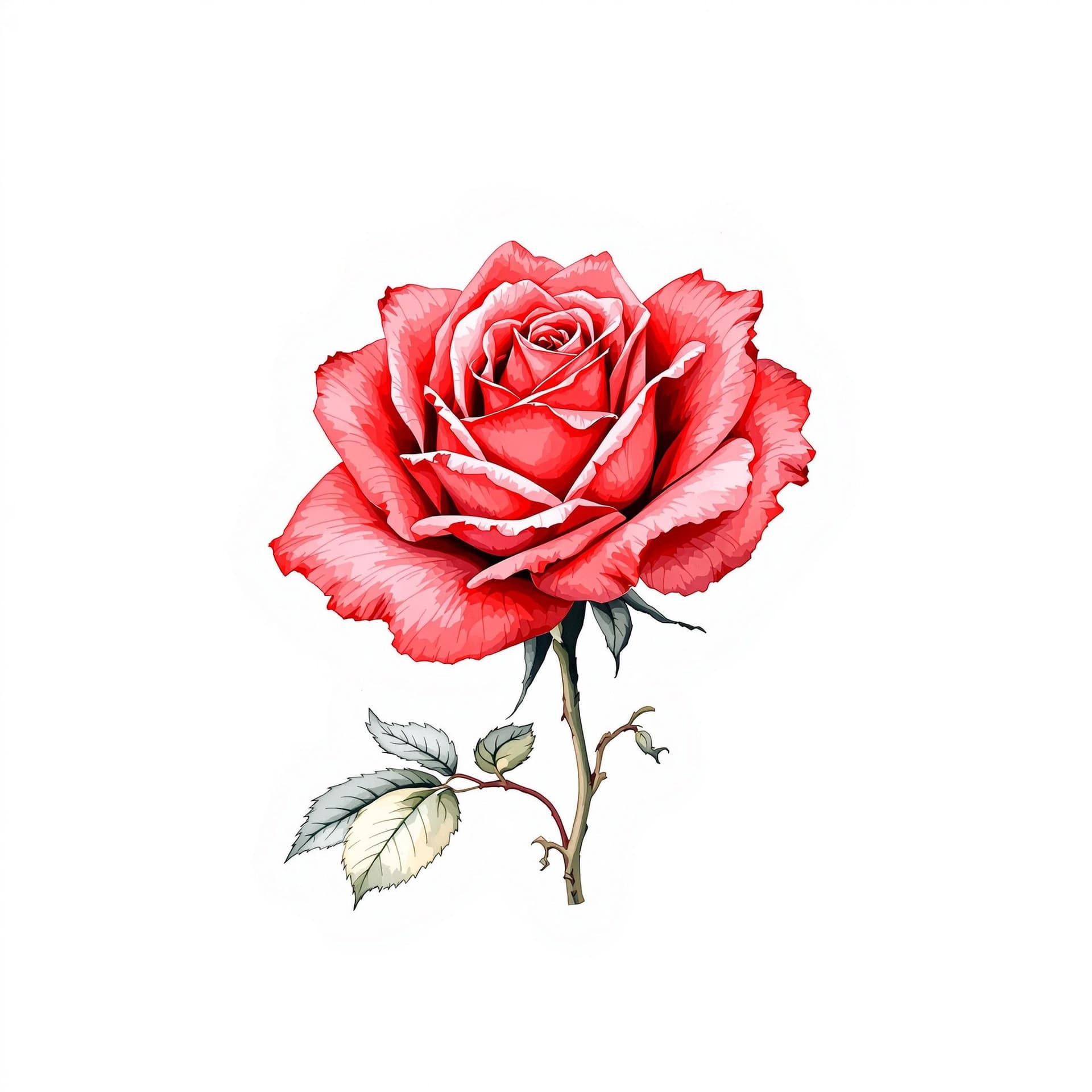 AI generated: red rose on an off-white background, in the style of watercolor illustrations --ar 1:2 --stylize 750