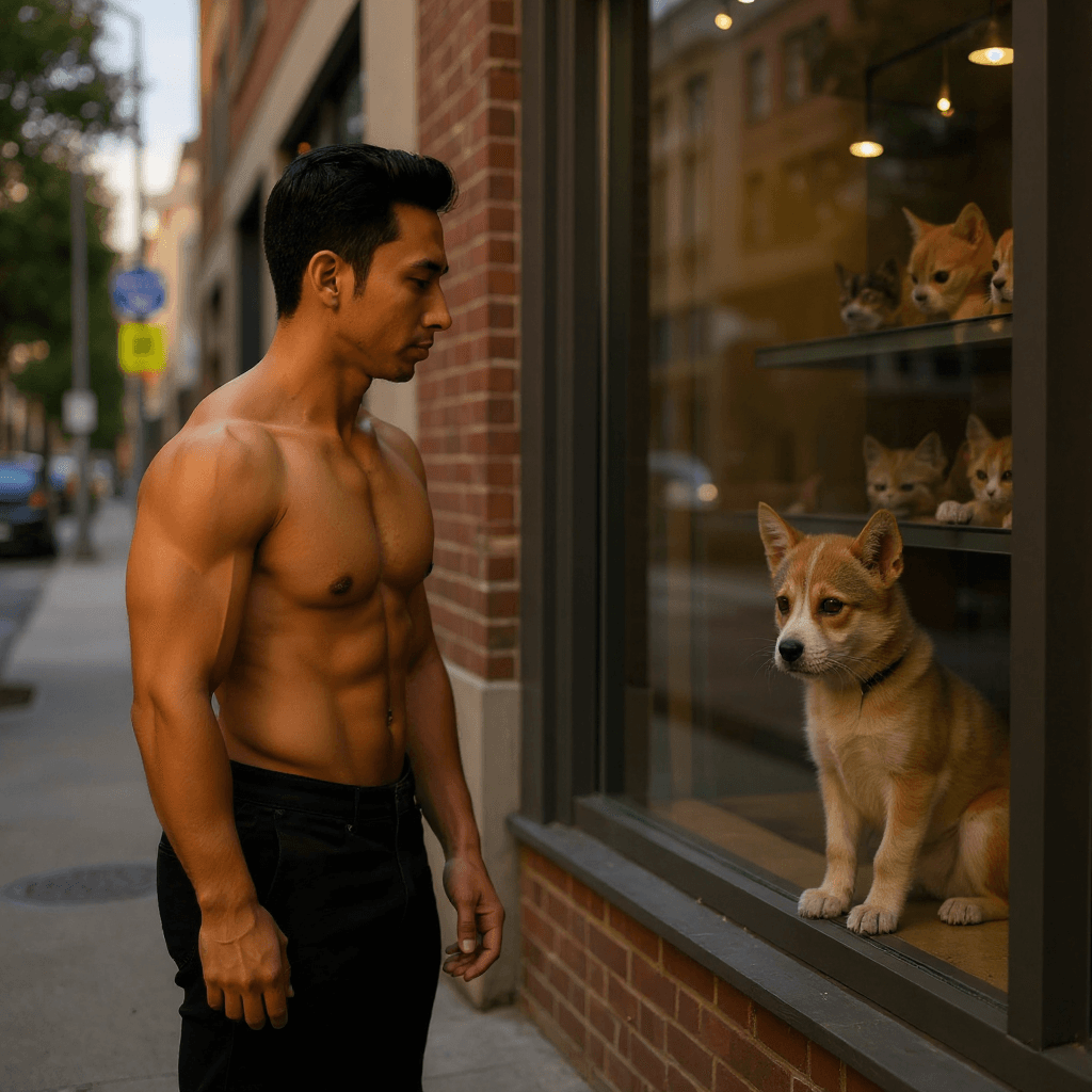AI generated: Human/animal hybrid AU. Person B's taking a walk around town when they spot the cutest puppy/kitty/e...