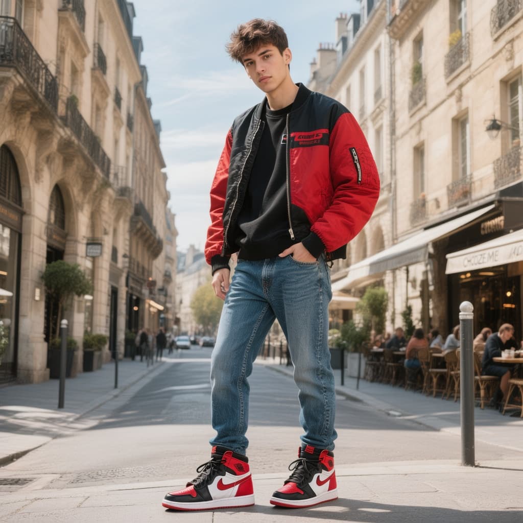 AI generated: A high-quality, realistic portrait photo for an online sneaker store profile named choozeME.
A styli...