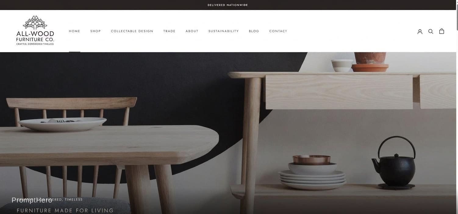 AI generated: furniture store for all wood furniture