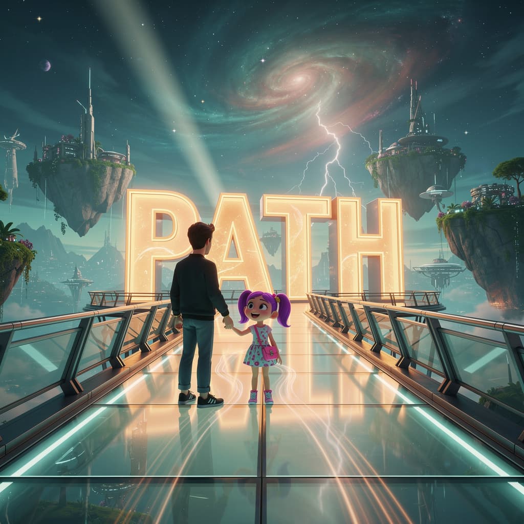 AI generated: (A 3D animated feature film still in the style of Pixar and Disney:1.3), 
(Giant glowing 3D text "PA...