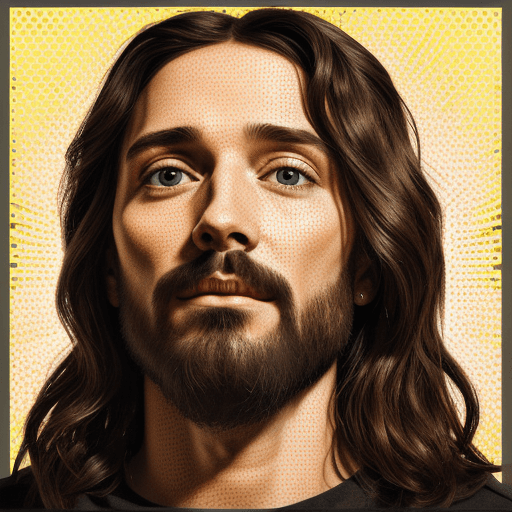 AI generated: jesus face, realism, high detail, pop art, 8k