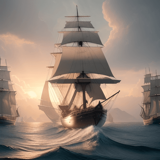 AI generated: Photo of a ultra realistic sailing ship, dramatic light, pale sunrise, cinematic lighting, battered,...