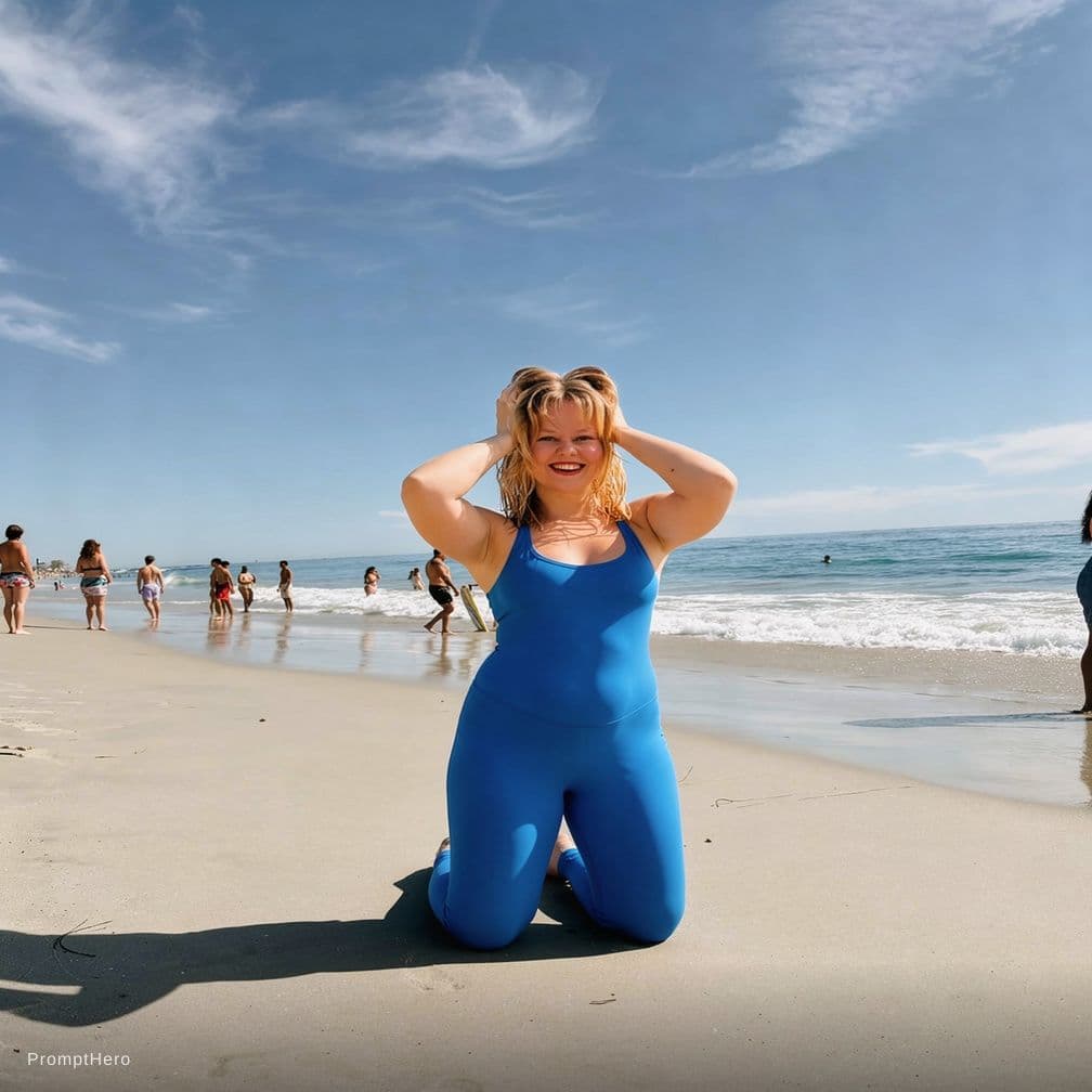 AI generated: Nudist on beach