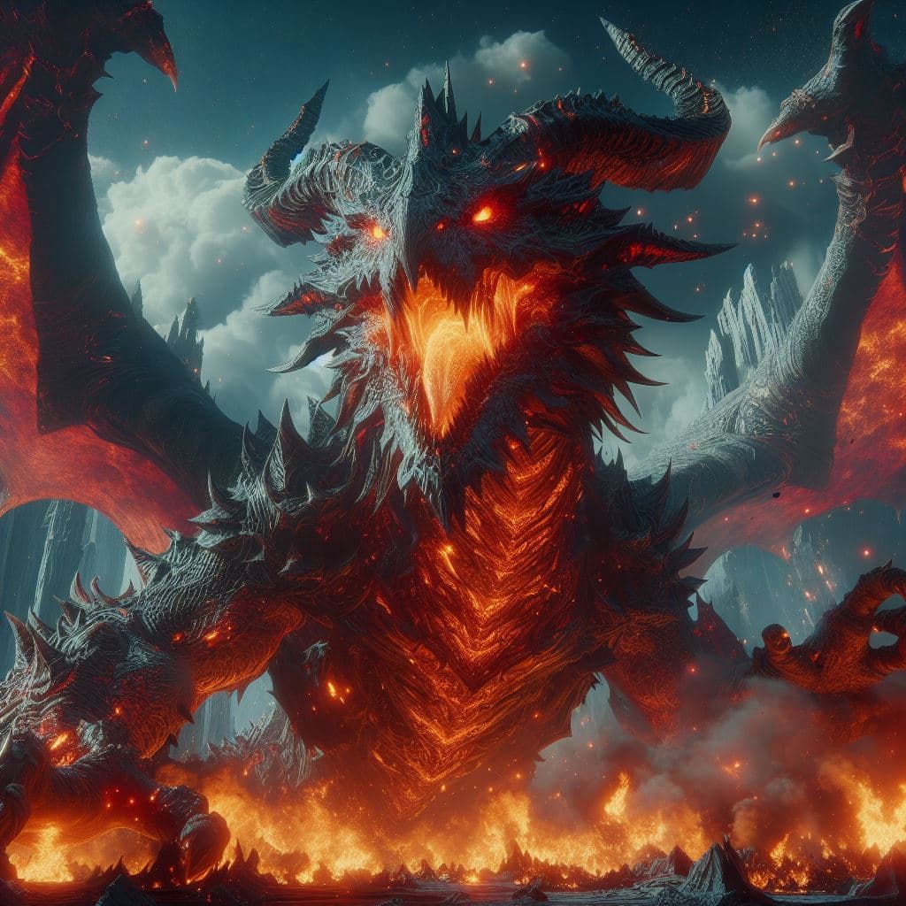 AI generated: fantasy giant deathwing magma dragon, photorealistic, octane render, unreal engine, hyper detailed, ...