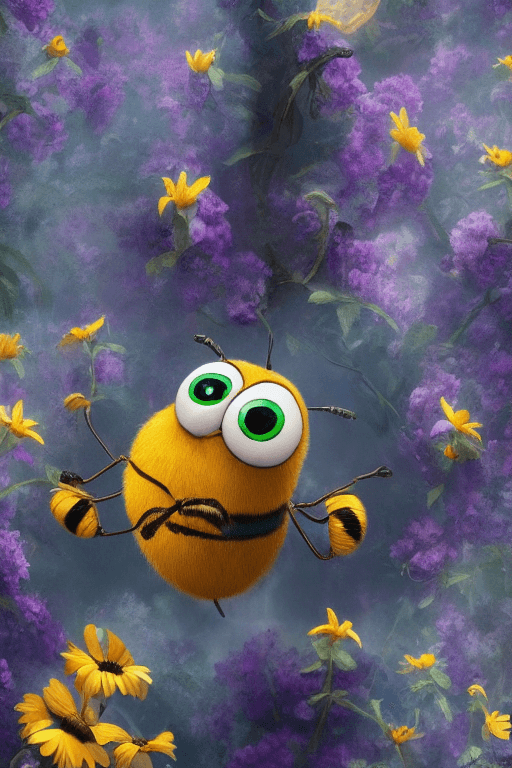 AI generated: Masterpiece, best quality, (just one cute bee:1.2), big eyes, (pixar character:1.2), incredible deta...