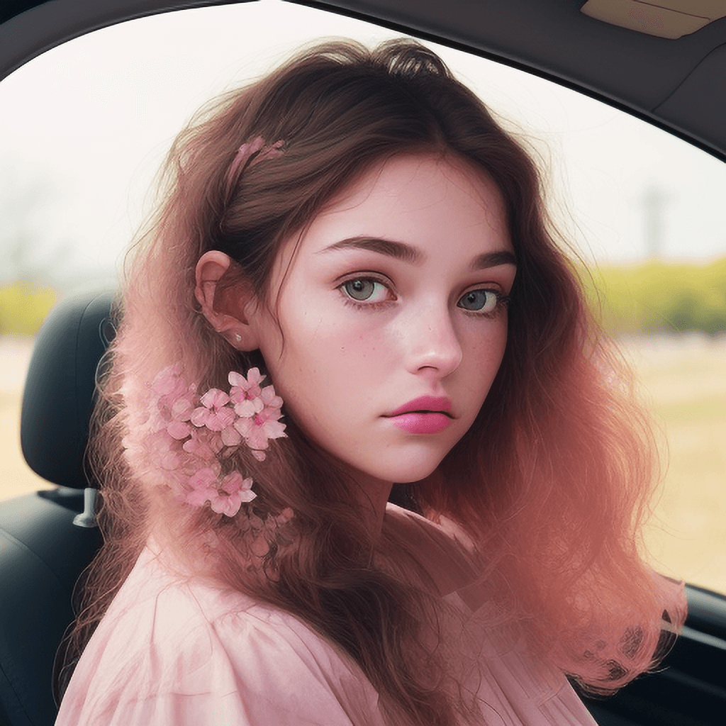 AI generated: A photograph of Extremely beautiful girl has an oval face with high cheekbones and a thin jawline. H...