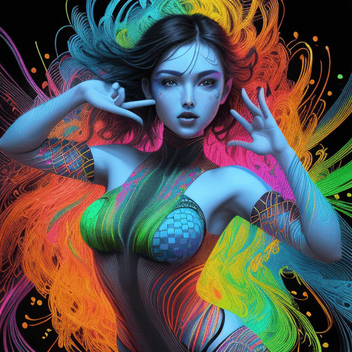 AI generated: high quality, 8K Ultra HD, Imagine a vibrant canvas illuminated by a cascade of colorful binary code...