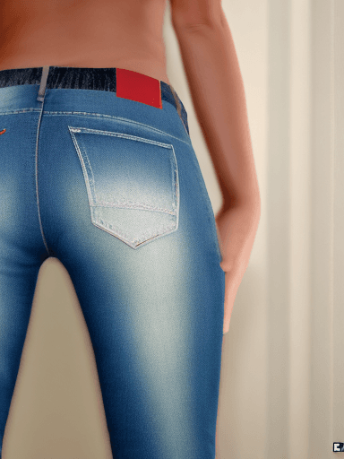 AI generated: rear view twin punk babe pulling up her tight jeans, rear of the year bubblebt