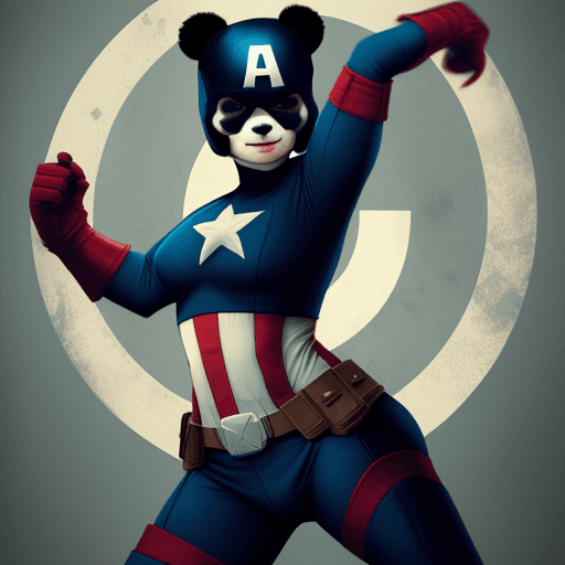 AI generated: panda 
bouclier de captain america
