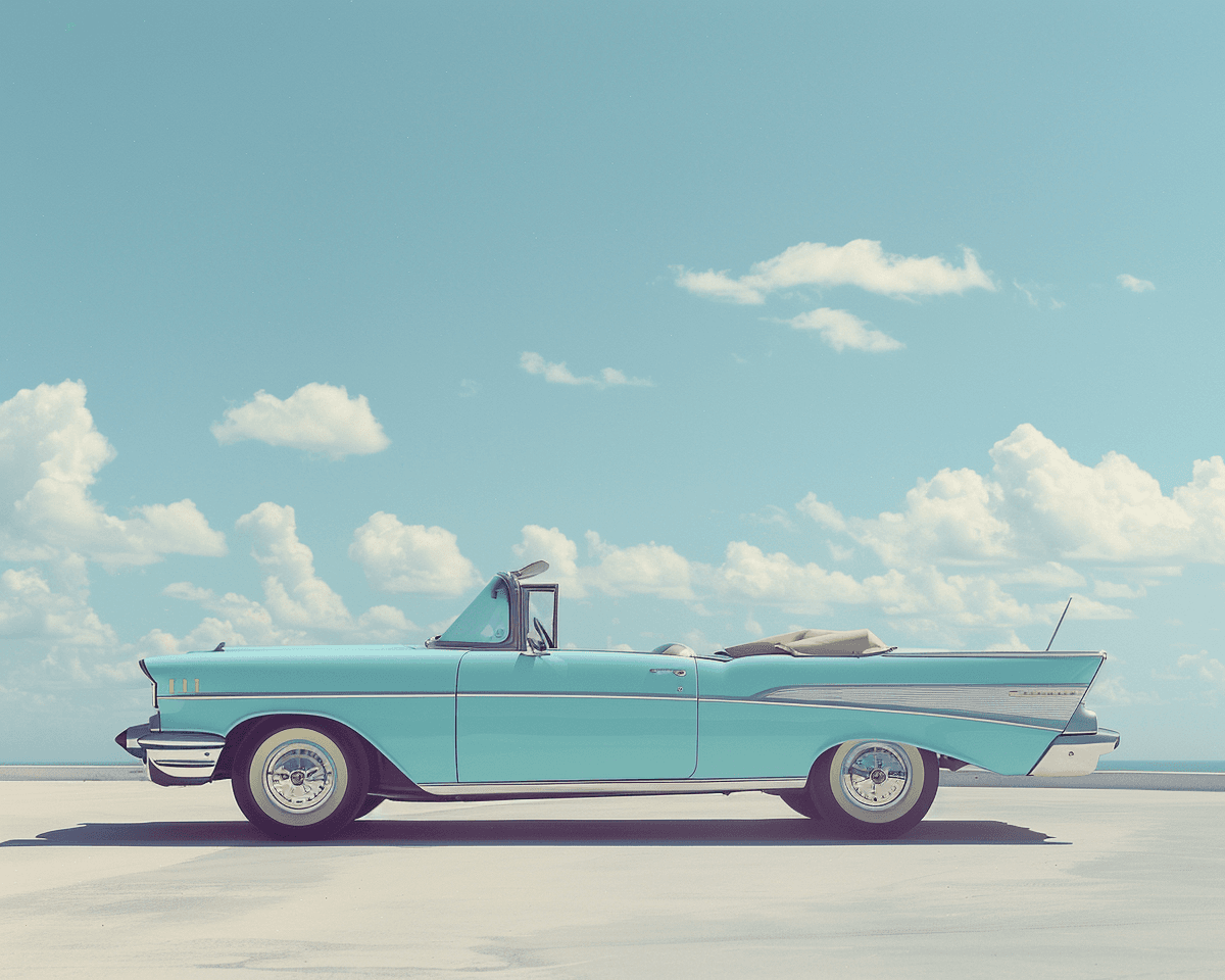 AI generated: the 1957 chevrolet bel air convertible david heeffner photo by john smyth, in the style of candid sh...