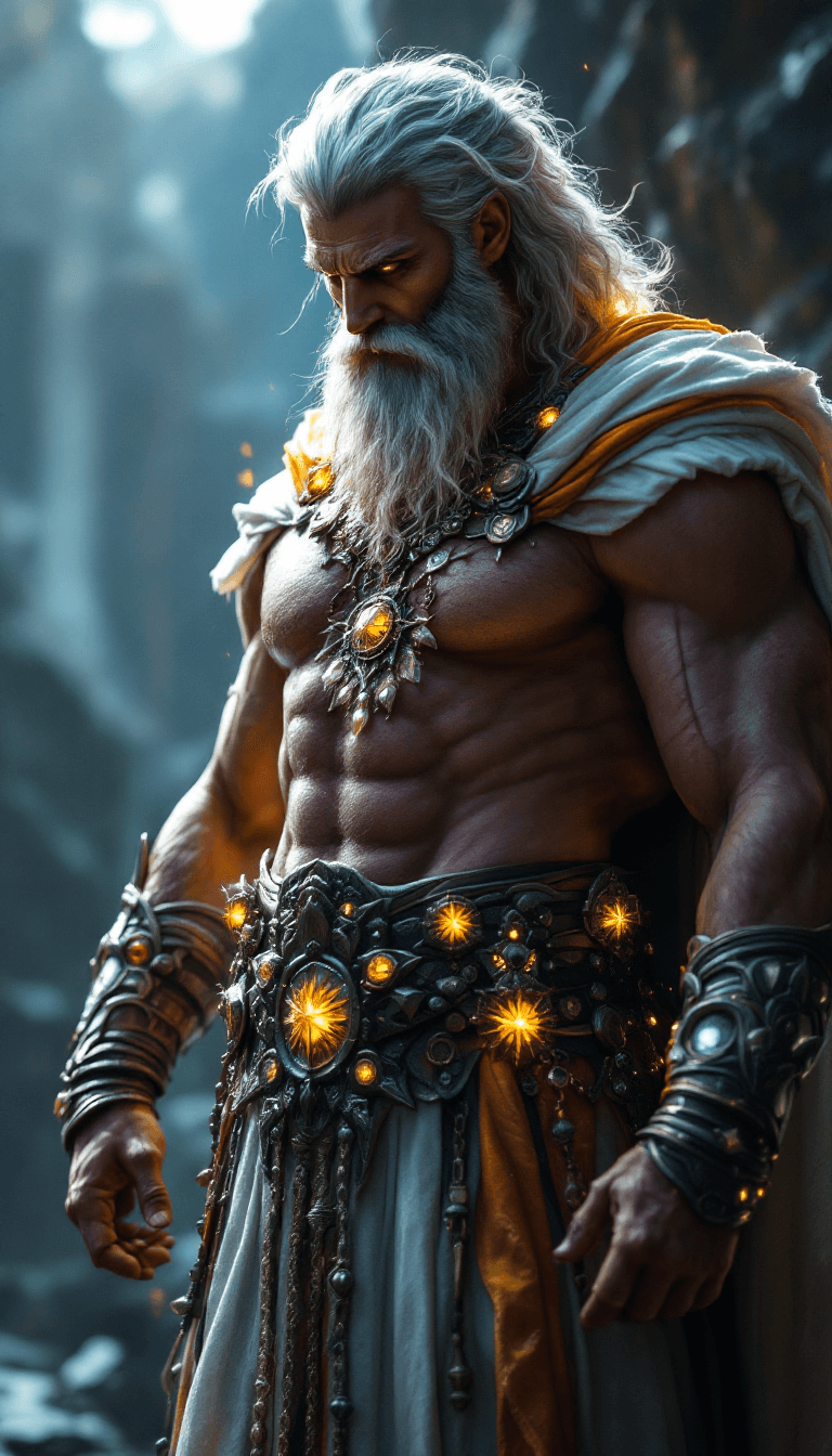 AI generated: Zeus, greece, fantasy light armor withe many accessories and detailles, beauty, 4k, ultra hd, god, m...