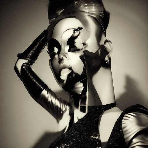 AI generated: high fashion photo, vintage latex outfit, in the style of Joong Keun Lee, intense shadows, smooth an...