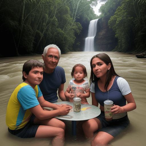 AI generated: genera una imagen de una Familia de 4 Personas, un padre de 45 años, una madre de 35 años, un hijo d...