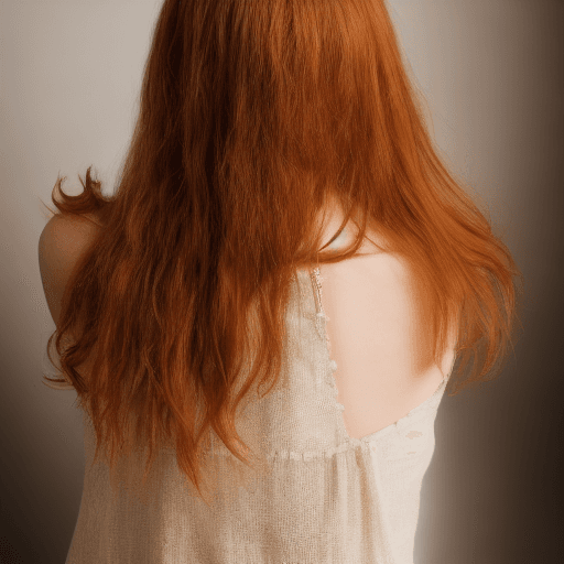 AI generated: Portrait of a beautiful lady, with natural color hair, view from back, film grain, high quality, stu...