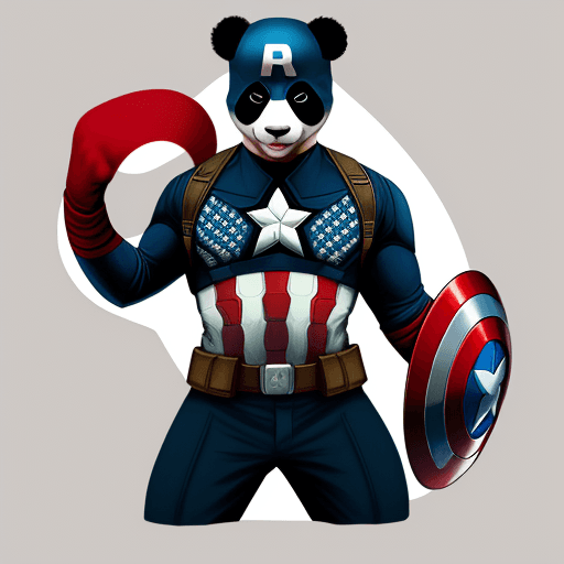 AI generated: panda de zoo
tenue de captain america
