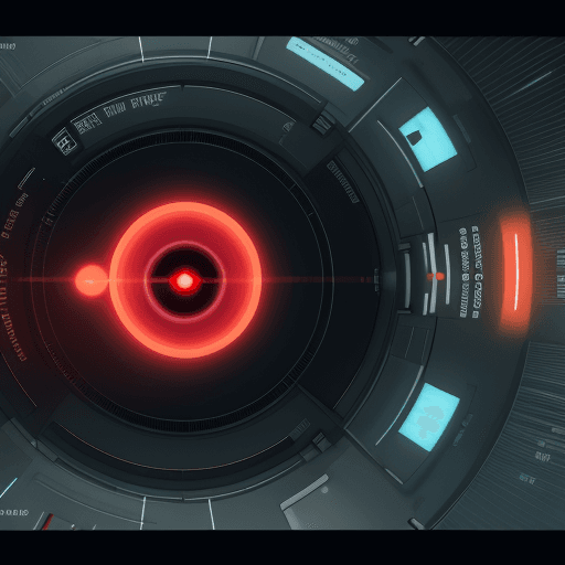AI generated: Create animated hal900, Enter the text "Recording..." , also enter the text "Sentry Activated" with ...