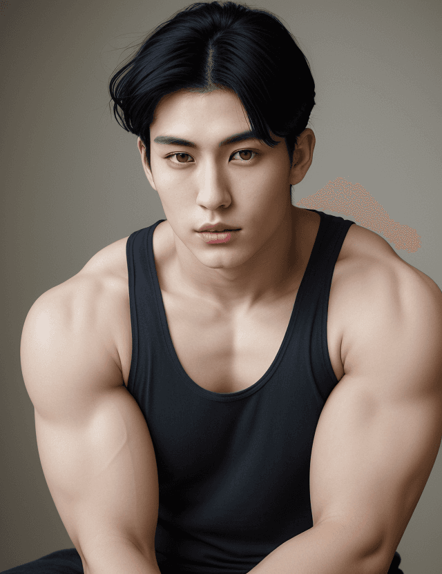 AI generated: A photorealistic portrait of a beautiful 24-year-old Japanese male model, masterpiece, very short da...