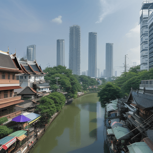 AI generated: anime, studio ghibli, High resolution photography, Bangkok city,