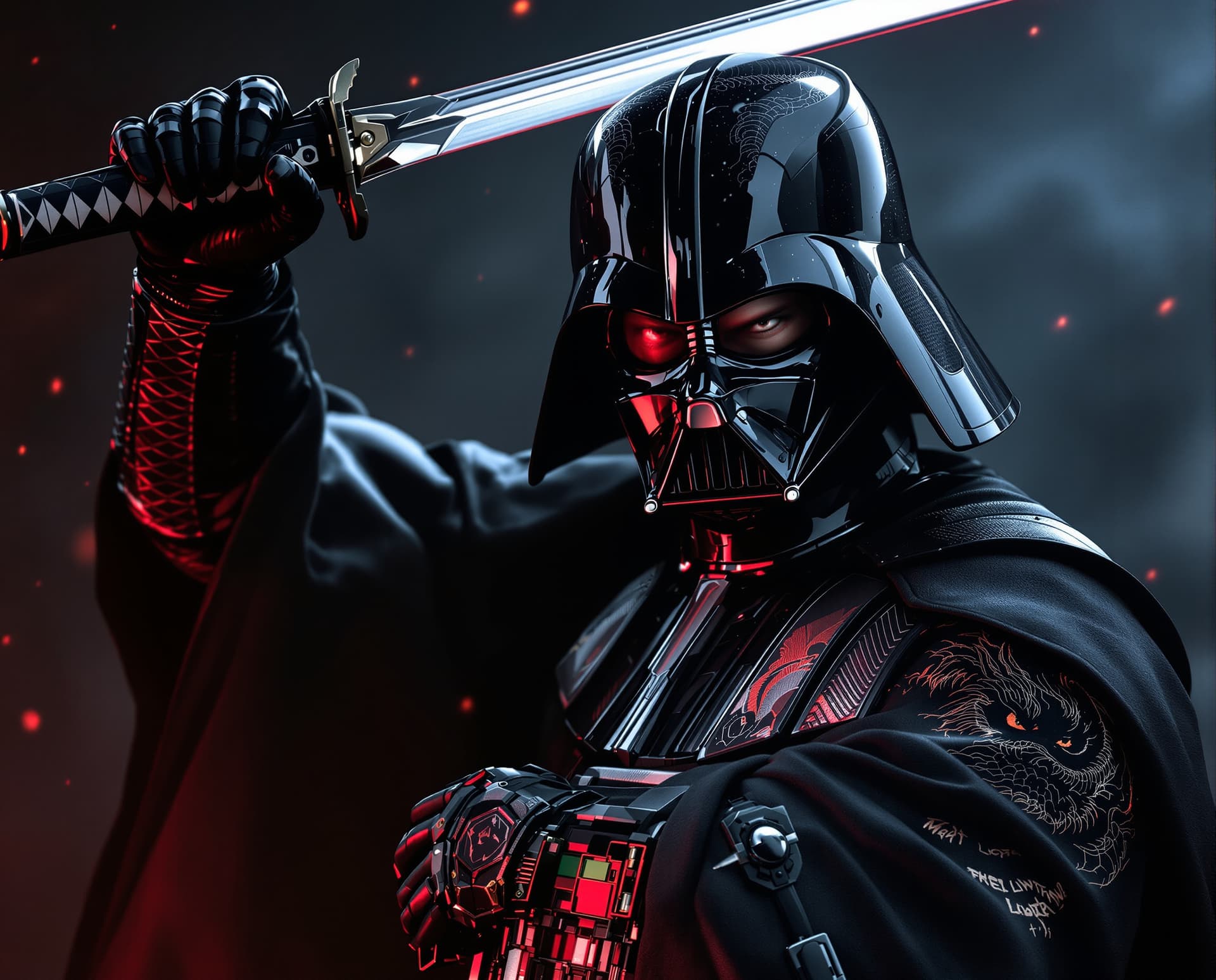 AI generated: image is a high-resolution,spectacular   Star Wars perfect cinematic portrait with a Japanese feudal...