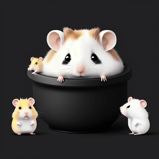 AI generated: Hamster called dream, cartoon, cute, white body and black face