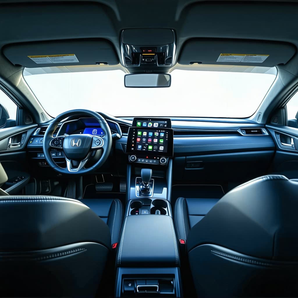 AI generated: "Honda Civic 2019 interior, dashboard and seats, ultra-detailed, realistic lighting, high-quality, l...