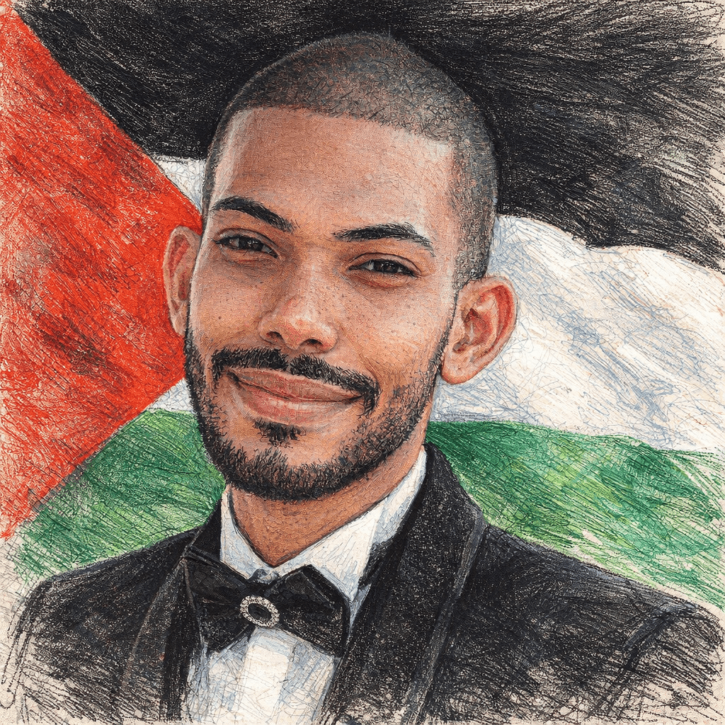 AI generated: make with palestine flag with color sketch