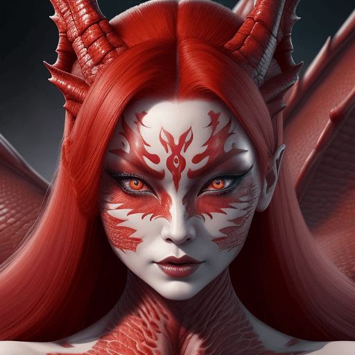 AI generated: A captivating alien female draconian shapeshifter is depicted in this vibrant and detailed digital d...