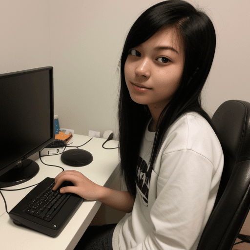 AI generated: asian, 18, black hair, gamer