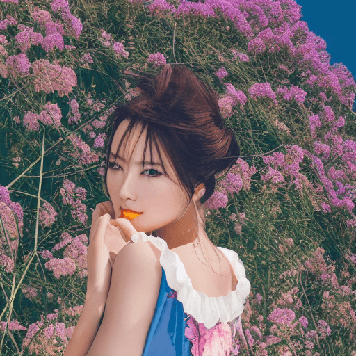 AI generated: High resolution 
professional portrait of a gorgeous japanese woman walking in modern city in summer...