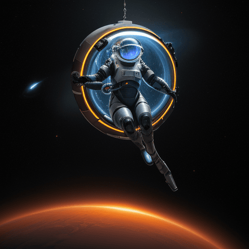 AI generated: create image of woma, inside in infinite black outer space/epic extreme long shot of an astronaut in...