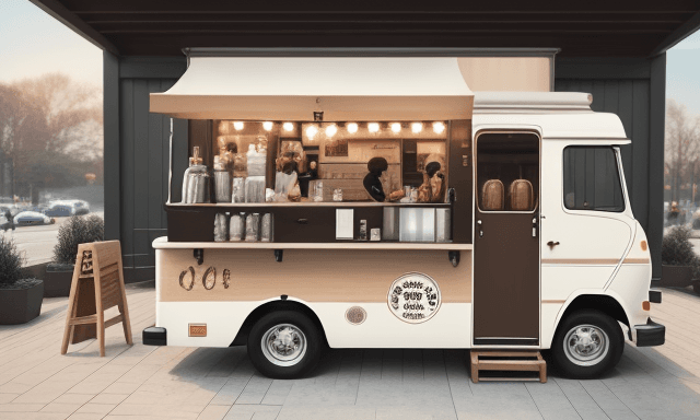 AI generated: Java Jive, a coffee food truck cover photo, focus on different types of coffee, make it minimalist w...