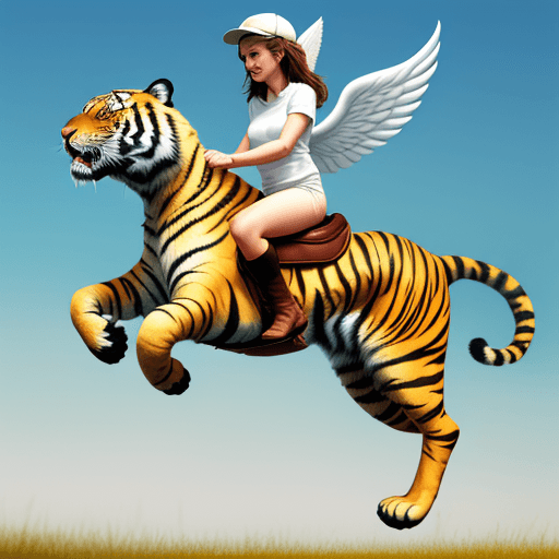 AI generated: an angel riding  tiger