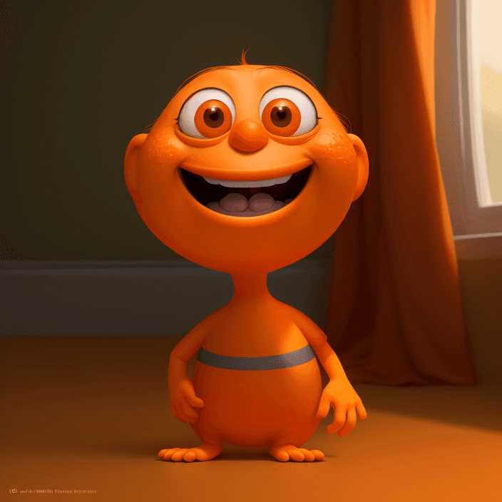 AI generated: A happy cartoon orange, Pixar Style, perfect composition, 8k artistic photography, photorealistic co...