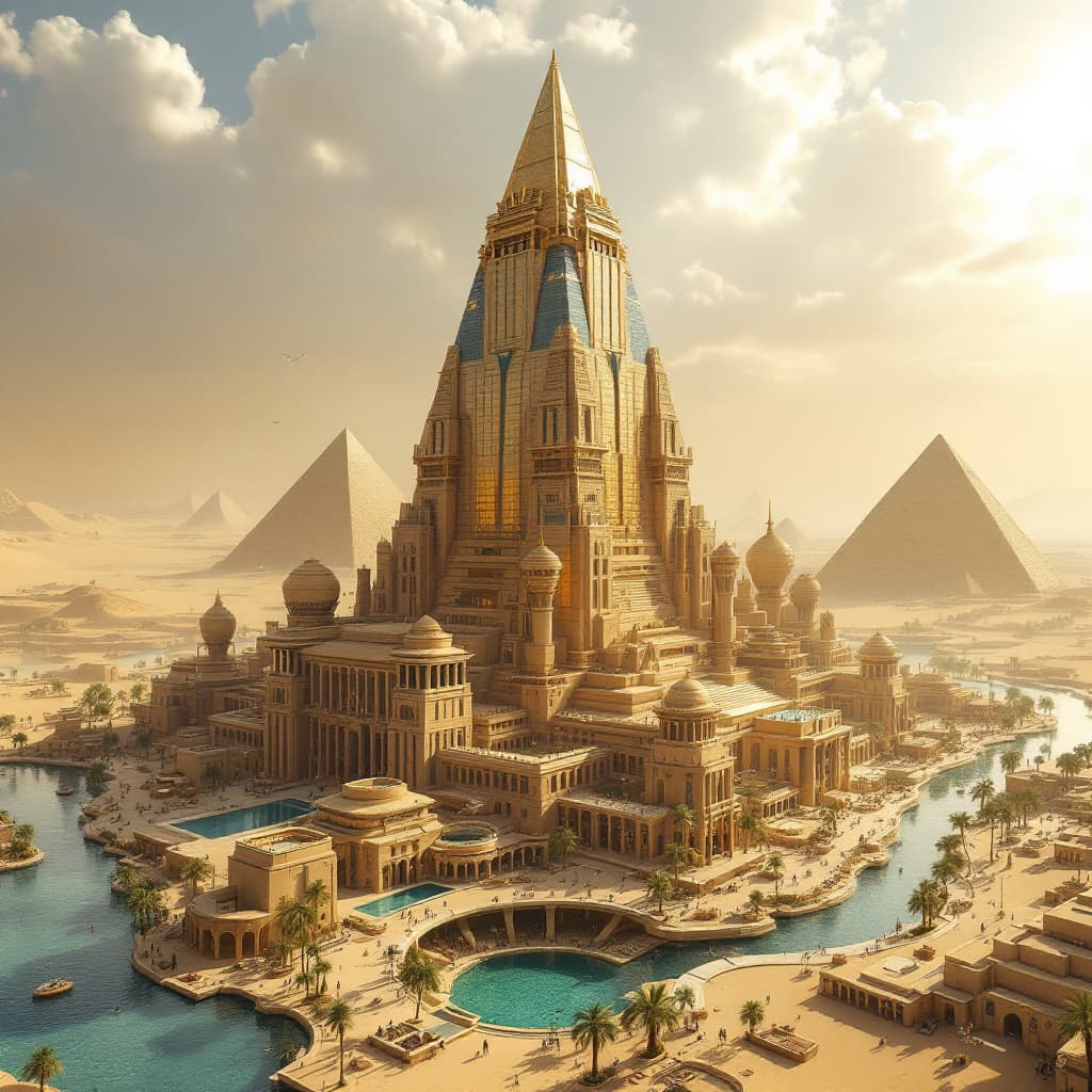 AI generated: Create a largest highest tallest Egyptian civilizations, futuristic Egyptian civilizations, futurist...