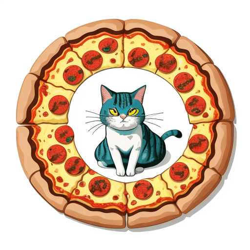 AI generated: A whimsical illustration of a pizza. Vibrant colors and bold lines. technicolor background, comic bo...