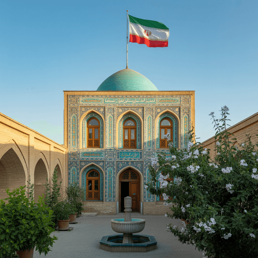 AI generated: A house in Iran with the Iranian flag