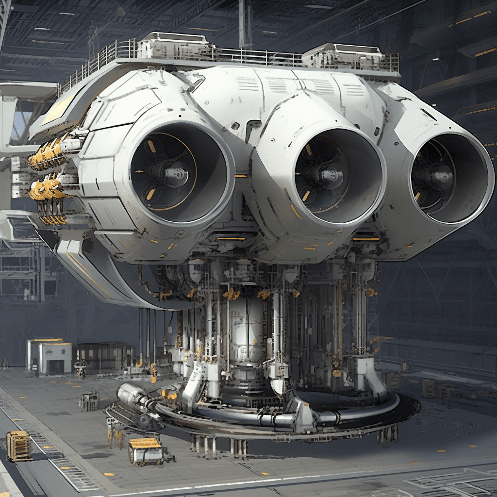 AI generated: impulse engine, repairs, sci fi, future, drydock, repair dock