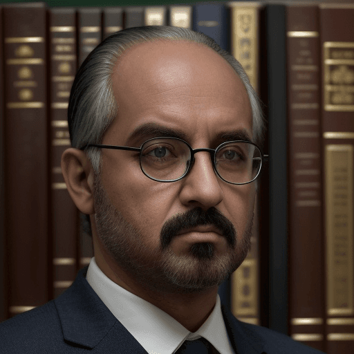 AI generated: um retrato realista de um advogado homem fazendo sua leitura, cabelo preto curto, feição rústica, te...