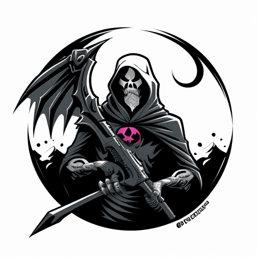AI generated: sticker design graphic of a reaper, vector, digital screenprint