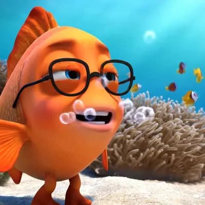 AI generated video: generates a video about a fish blogging (talking) talking in spanish in which a shark approaches him...