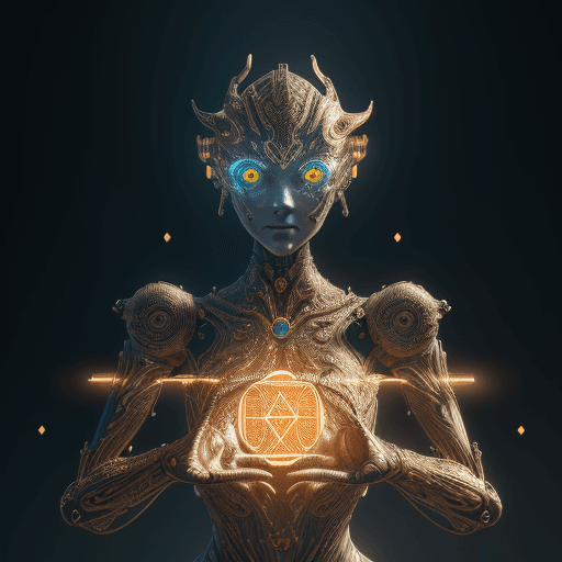 AI generated: "A mesmerizingly beautifully detailed and intricate Ai BOX Robot with its hand sticking out holding ...