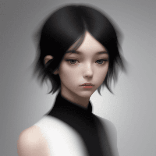 AI generated: blurry image of a girl, in the style of minimalist beauty, androgynous, light black, mote kei, seren...
